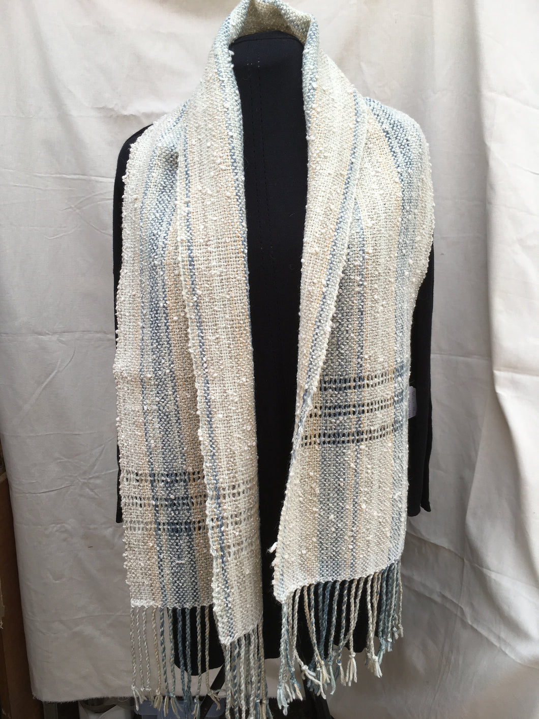 linen mix scarf with leno lace highlight