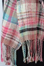 Load image into Gallery viewer, freehand plaid scarf in a silk/wool mix with acrylic warp
