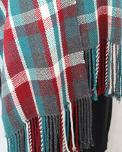 Load image into Gallery viewer, wide scarf in softest acrylic with freehand plaid pattern
